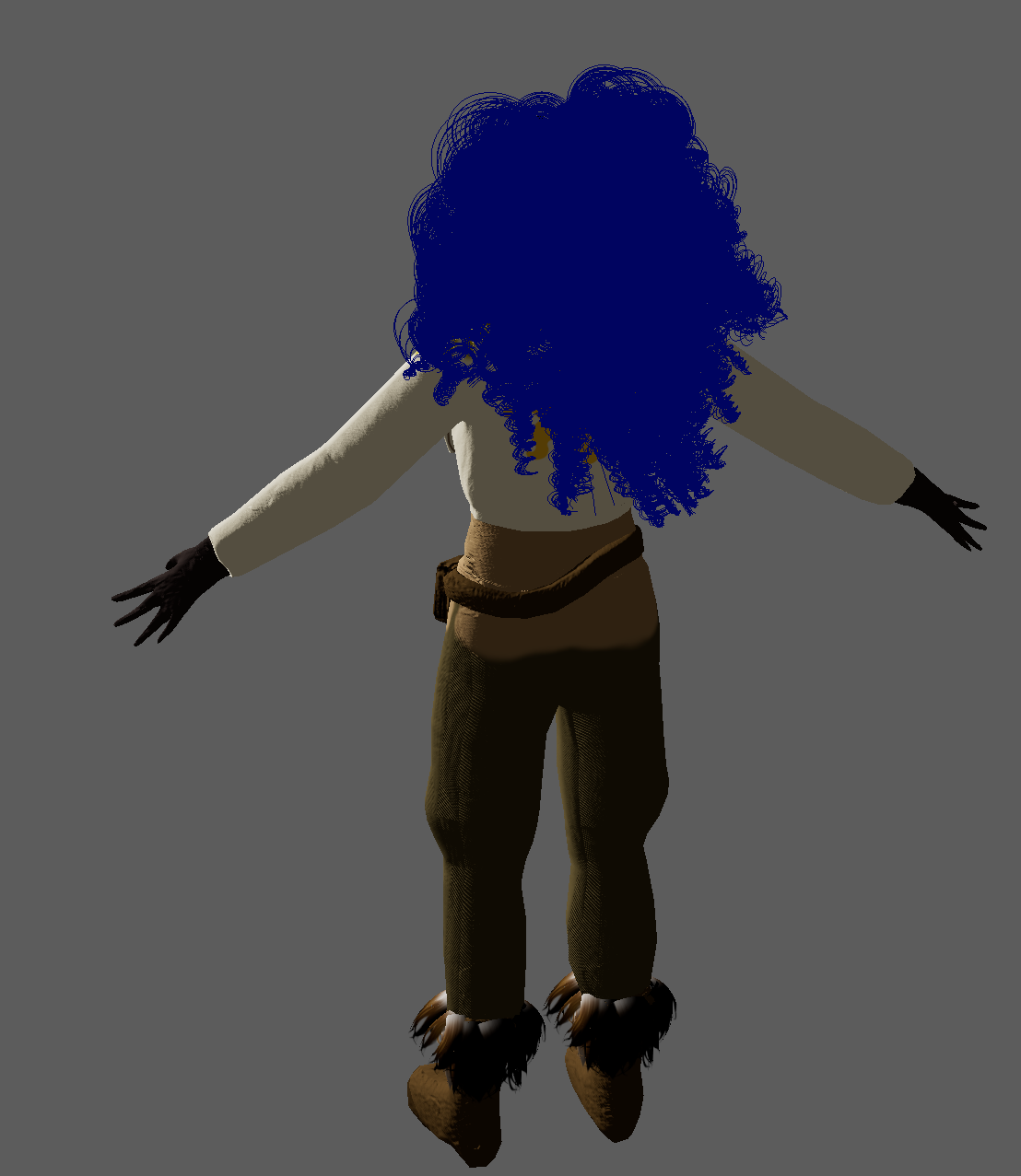 Rear view of character