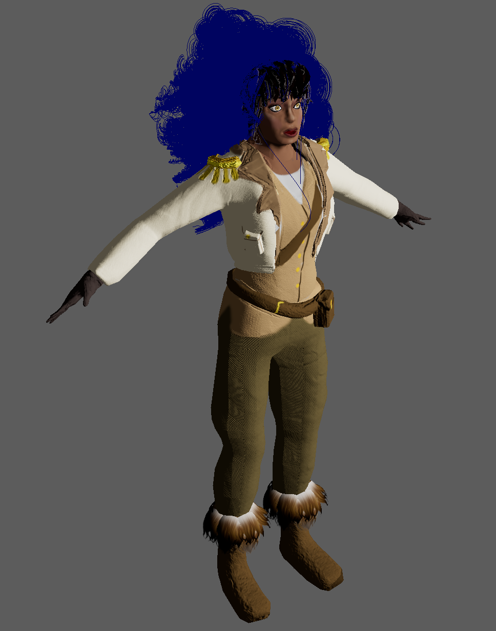 Angled left side-view of character